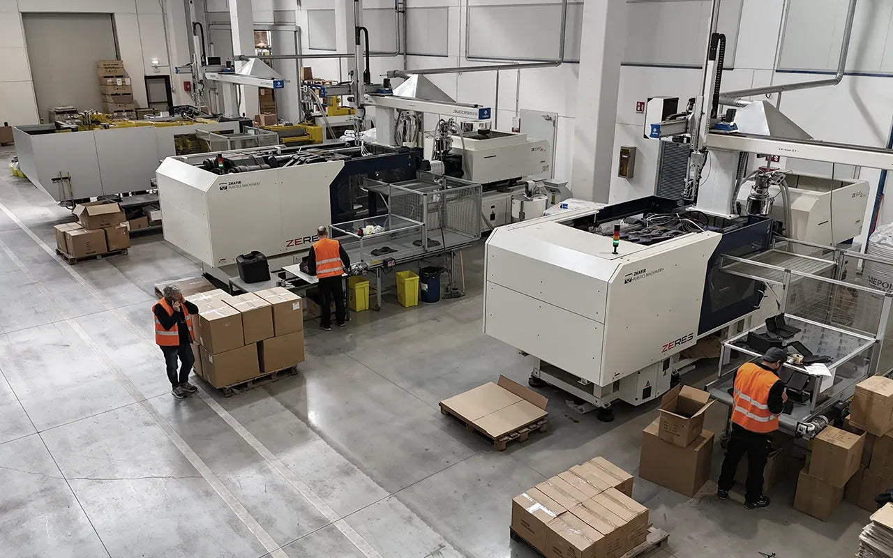 Injection moulding machines in the plastics department