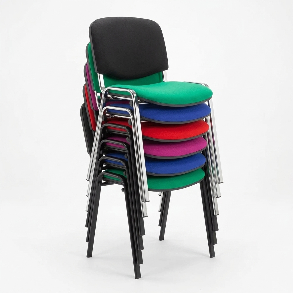 NxtChair stacking chair with writing tablet, three-quarter view
